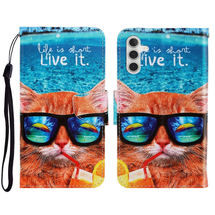 3D Colored Drawing Horizontal Flip Leather Phone Case with Holder & Card Slots & Wallet, For Sams...