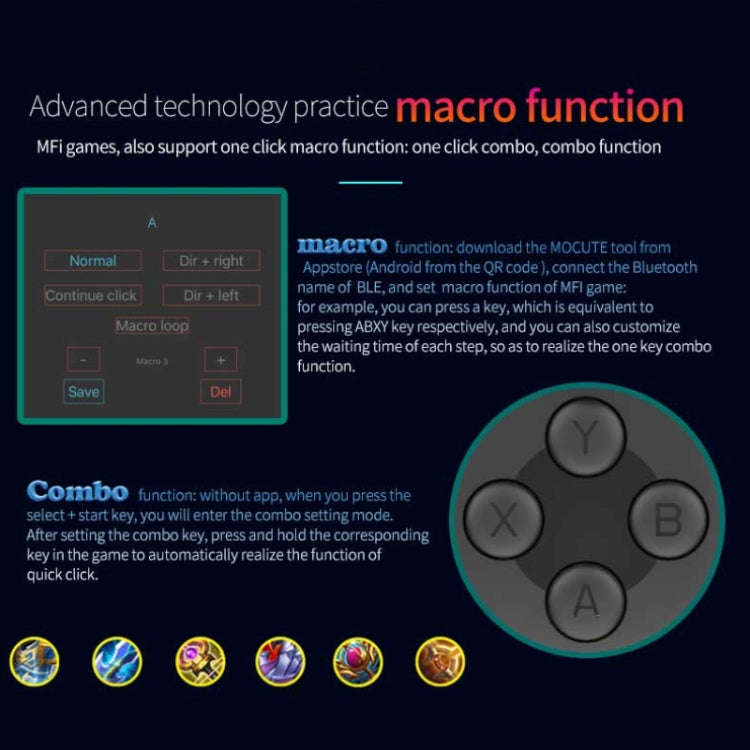 MOCUTE 060 Stretch Dual Joystick Bluetooth Gamepad For Android & iOS, Red+Blue