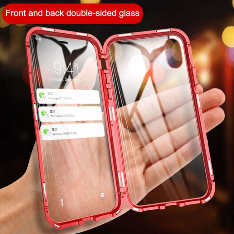 Ultra Slim Double Sides Magnetic Adsorption Angular Frame Tempered Glass Magnet Flip Case, For iP...