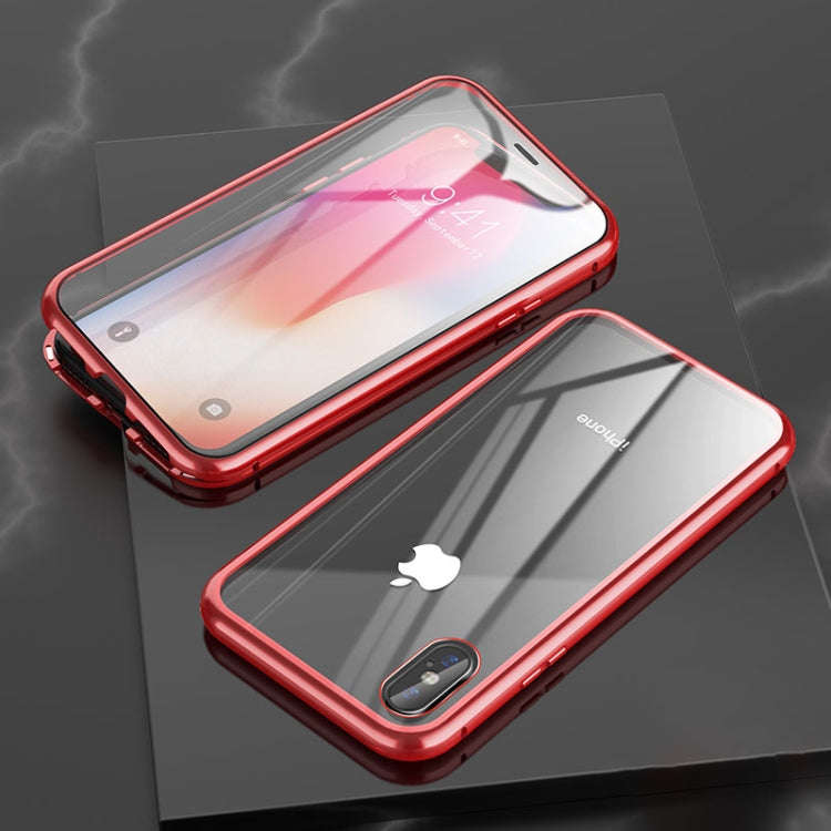 Ultra Slim Double Sides Magnetic Adsorption Angular Frame Tempered Glass Magnet Flip Case, For iP...