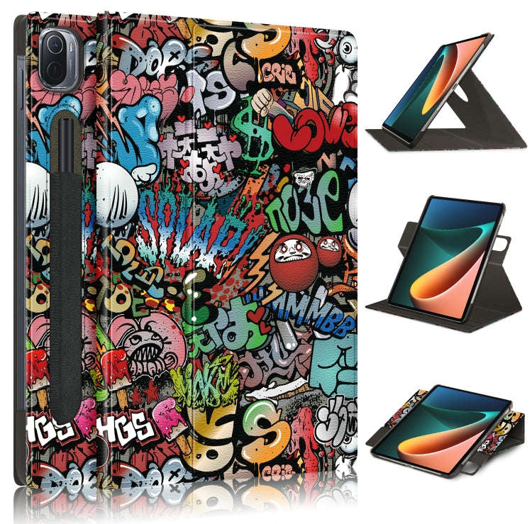 Painted 360 Degrees Rotation Tablet Leather Case with Holder, For Xiaomi Mi Pad 5 Pro 11 inch