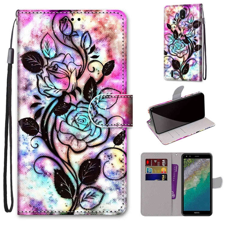 Coloured Drawing Cross Texture Horizontal Flip Leather Phone Case with Holder & Card Slots & Wall...