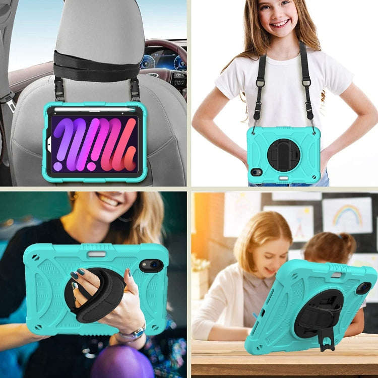 PC Hybrid Silicone Tablet Case with Holder & Hand Strap & Shoulder Strap, For iPad mini 6 / mini ...