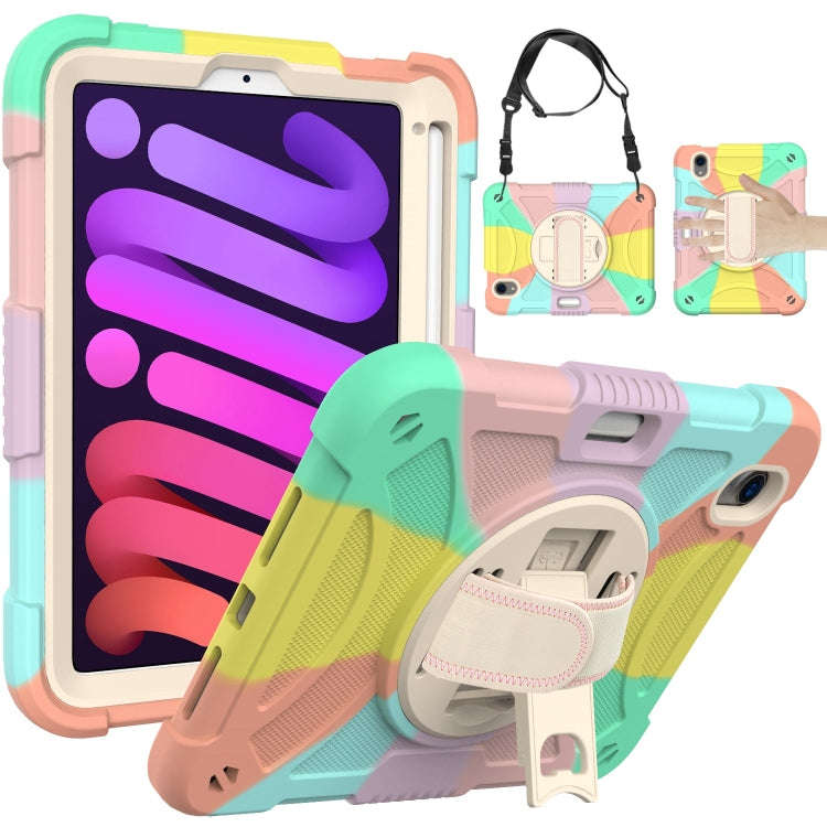 PC Hybrid Silicone Tablet Case with Holder & Hand Strap & Shoulder Strap, For iPad mini 6 / mini ...