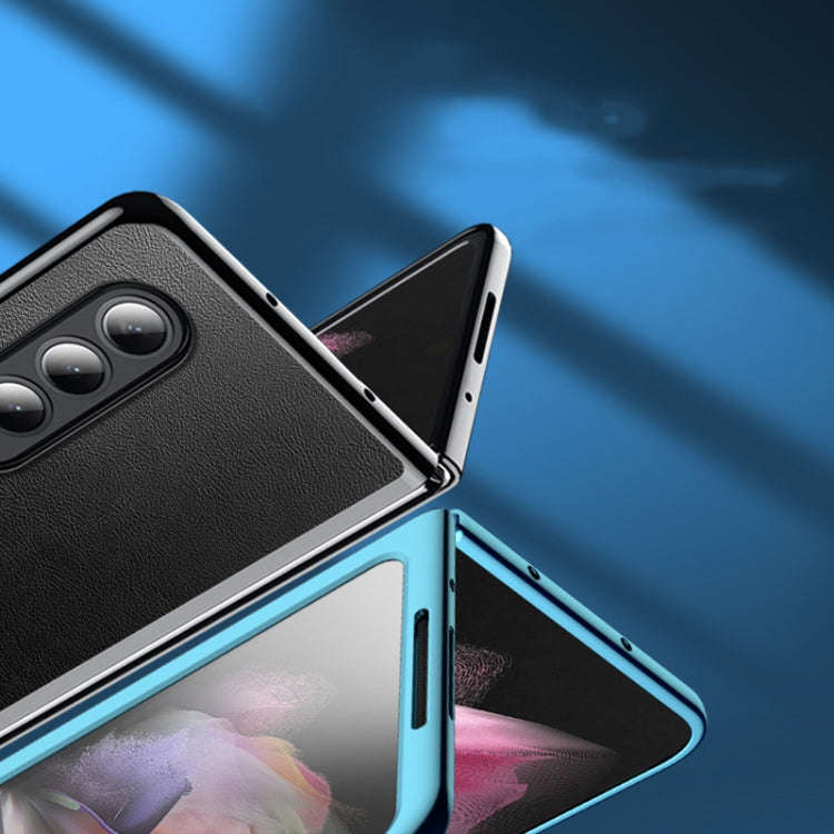 Plating Leather Phone Case, For Samsung Galaxy Z Fold3 5G