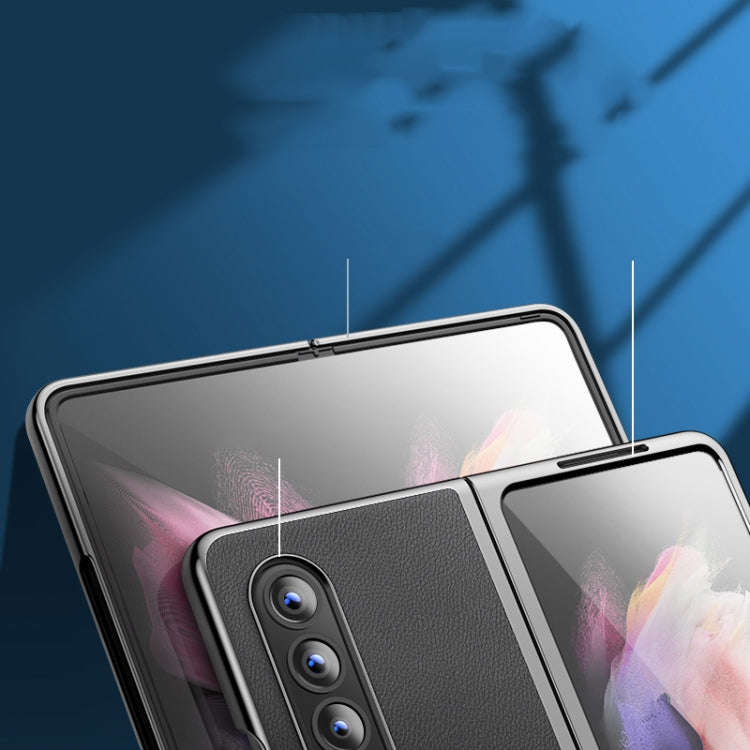 Plating Leather Phone Case, For Samsung Galaxy Z Fold3 5G