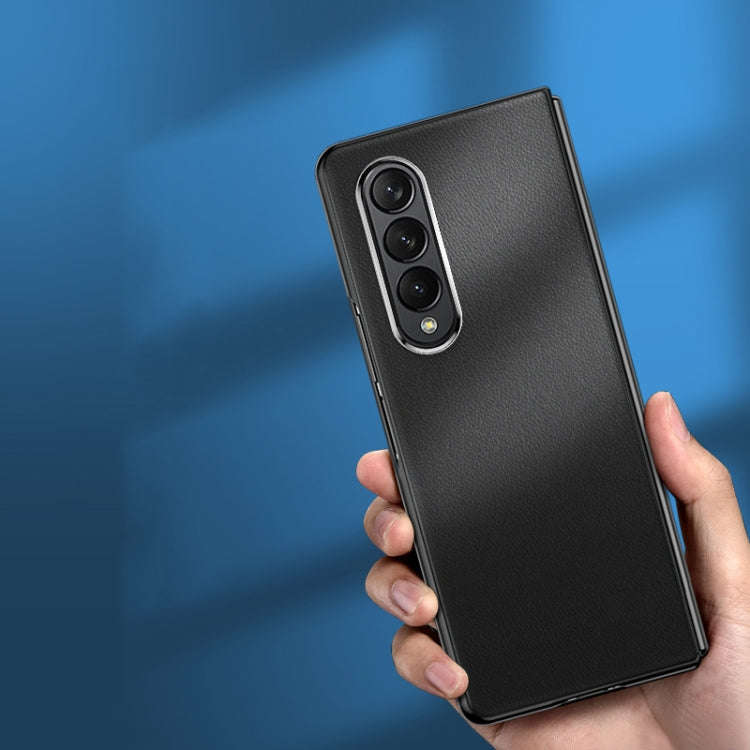 Plating Leather Phone Case, For Samsung Galaxy Z Fold3 5G