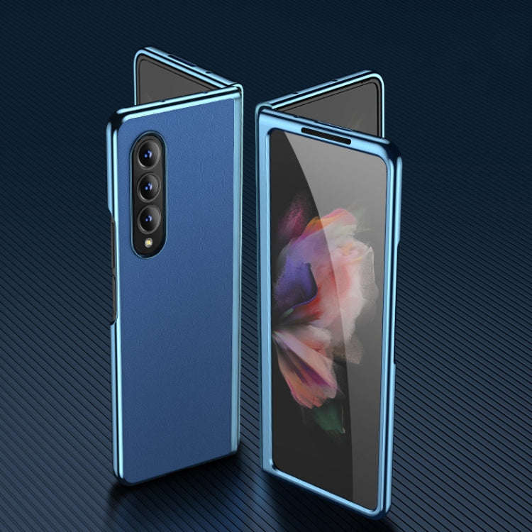 Plating Leather Phone Case, For Samsung Galaxy Z Fold3 5G