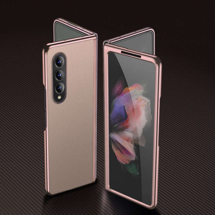 Plating Leather Phone Case, For Samsung Galaxy Z Fold3 5G