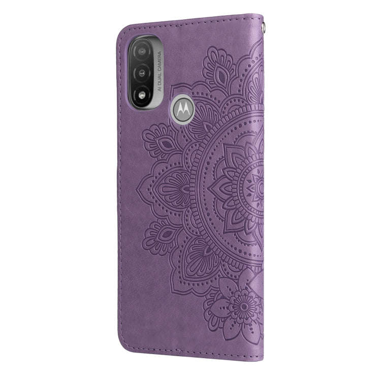 7-petal Flowers Embossing Pattern Horizontal Flip CasePhone Case, For Motorola Moto E20 / E30 / E...