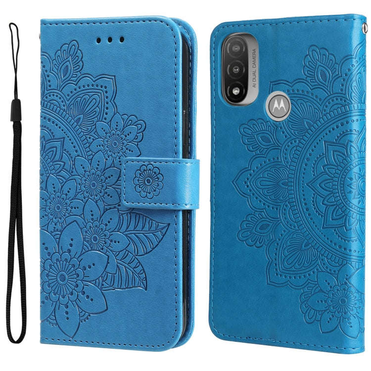 7-petal Flowers Embossing Pattern Horizontal Flip CasePhone Case, For Motorola Moto E20 / E30 / E...