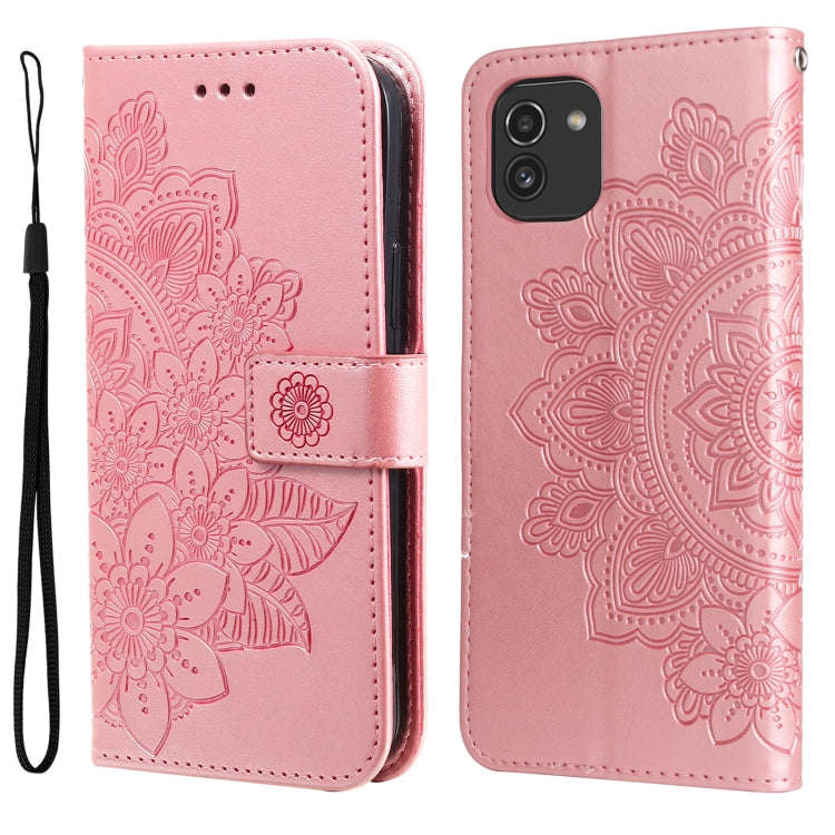 7-petal Flowers Embossing Pattern Horizontal Flip CasePhone Case, For Motorola Moto E20 / E30 / E...