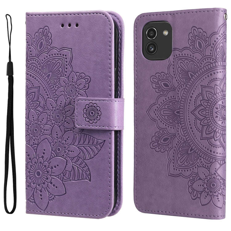 7-petal Flowers Embossing Pattern Horizontal Flip CasePhone Case, For Motorola Moto E20 / E30 / E...