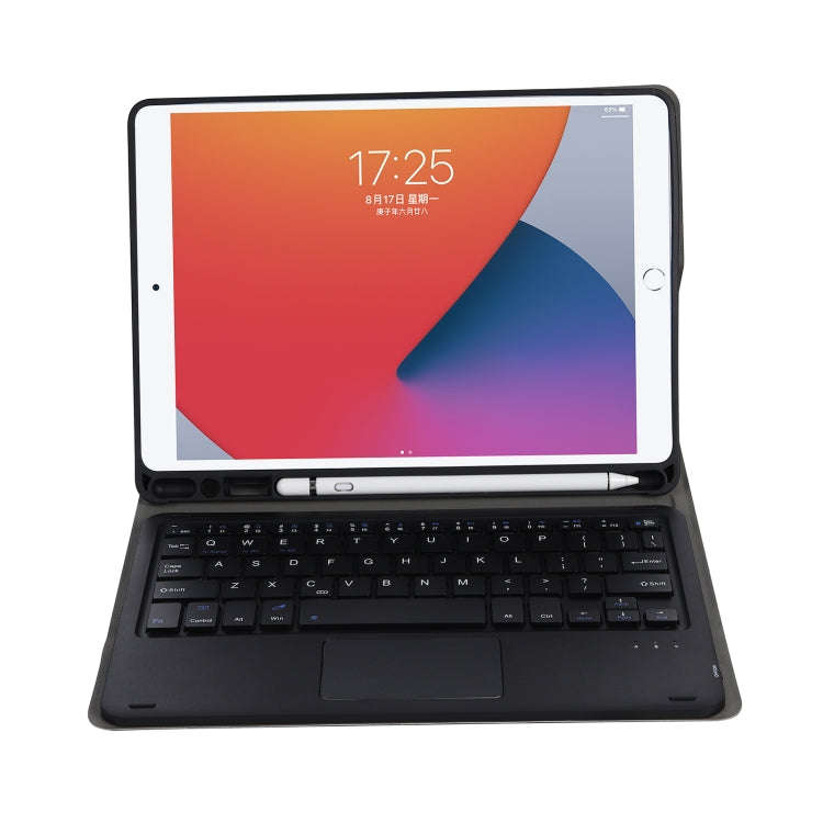 A07B-A Lambskin Texture Square Keycap Bluetooth Keyboard Leather Case with Touch Control For iPad...