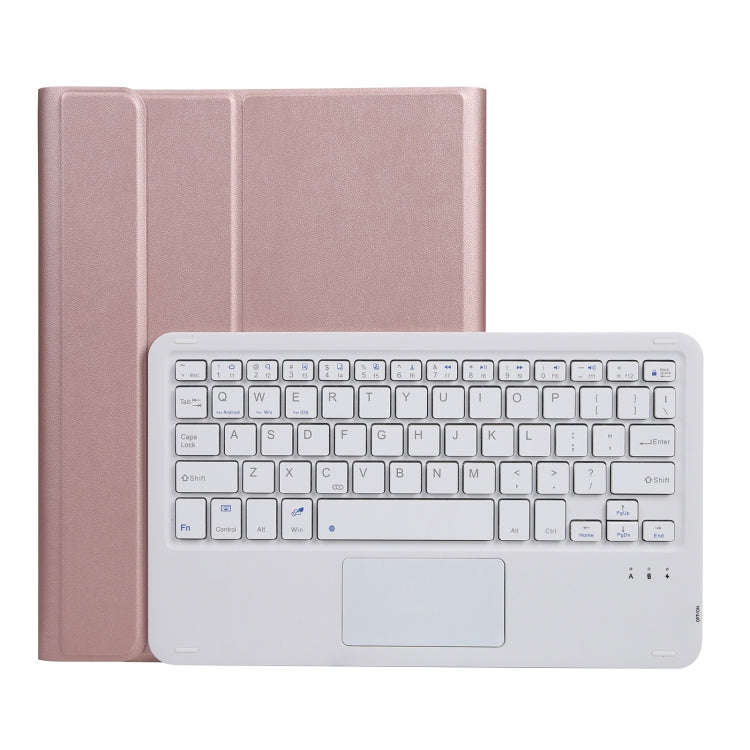 A07B-A Lambskin Texture Square Keycap Bluetooth Keyboard Leather Case with Touch Control For iPad...