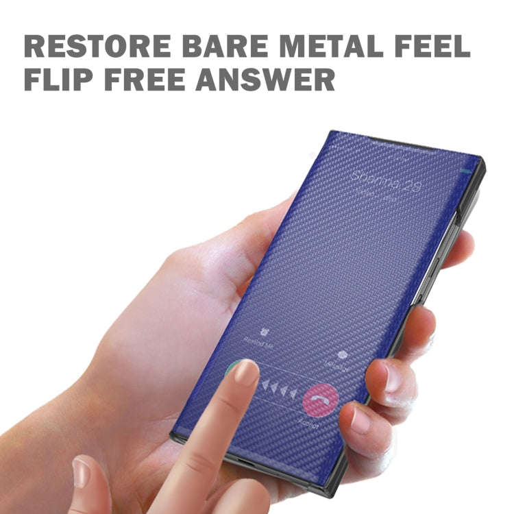 Carbon Fiber View Time Leather Phone Case, For Xiaomi Redmi Note 11 Pro 5G