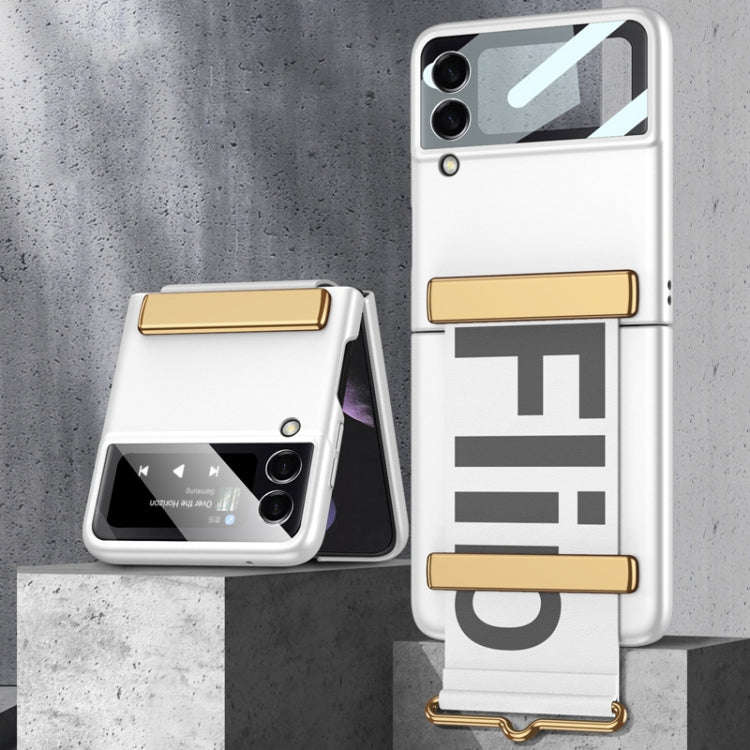 GKK Ultra-thin Full Coverage Phone Flip Case with Wristband, For Samsung Galaxy Z Flip3 5G