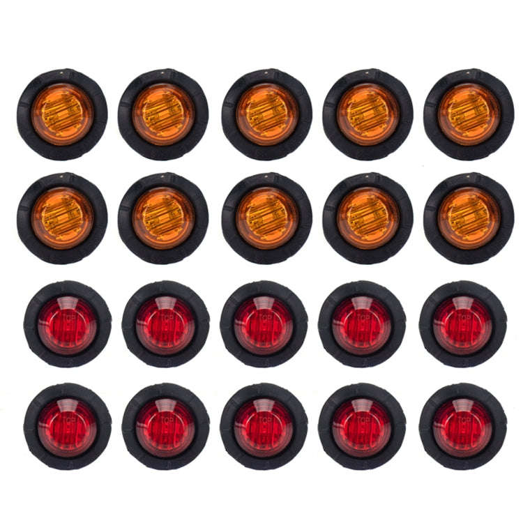 20 in 1 Red + Amber Light Truck Trailer LED Round Side Marker Lamp, A5014