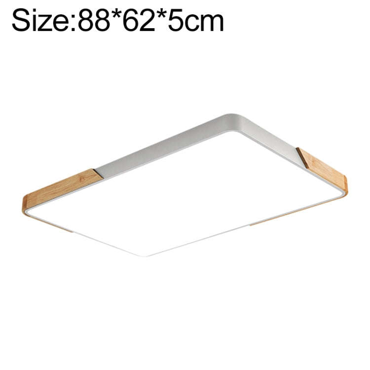 Wood Macaron LED Rectangle Ceiling Lamp, White Light, 88x62cm, 110x70cm
