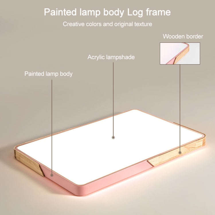 Wood Macaron LED Rectangle Ceiling Lamp, White Light, 88x62cm, 110x70cm