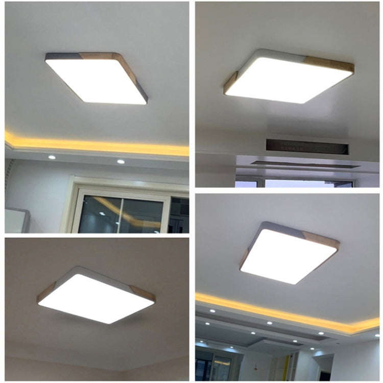 Wood Macaron LED Rectangle Ceiling Lamp, White Light, 88x62cm, 110x70cm