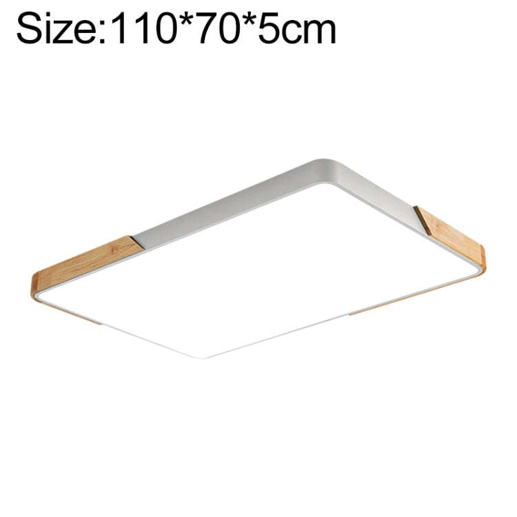 Wood Macaron LED Rectangle Ceiling Lamp, White Light, 88x62cm, 110x70cm