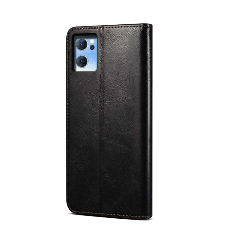 Simple Wax Crazy Horse Texture Leather Phone Case, For OPPO Reno7 5G, For OPPO Reno7 Pro 5G, For ...