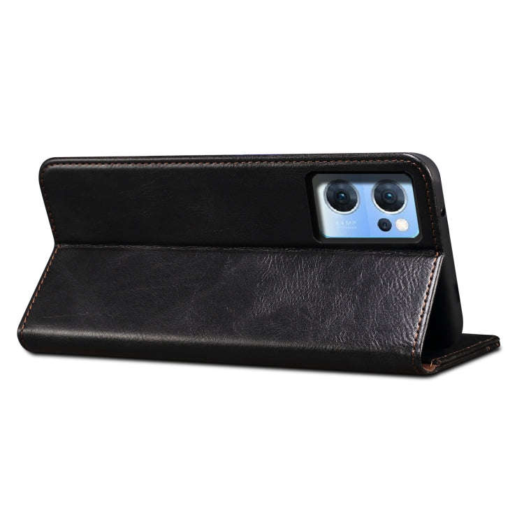 Simple Wax Crazy Horse Texture Leather Phone Case, For OPPO Reno7 5G, For OPPO Reno7 Pro 5G, For ...