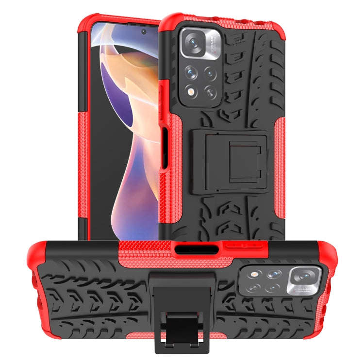 Tire Texture TPU + PC Phone Case with Holder, For OPPO Realme 8i, For Xiaomi Redmi Note 11 Pro (C...
