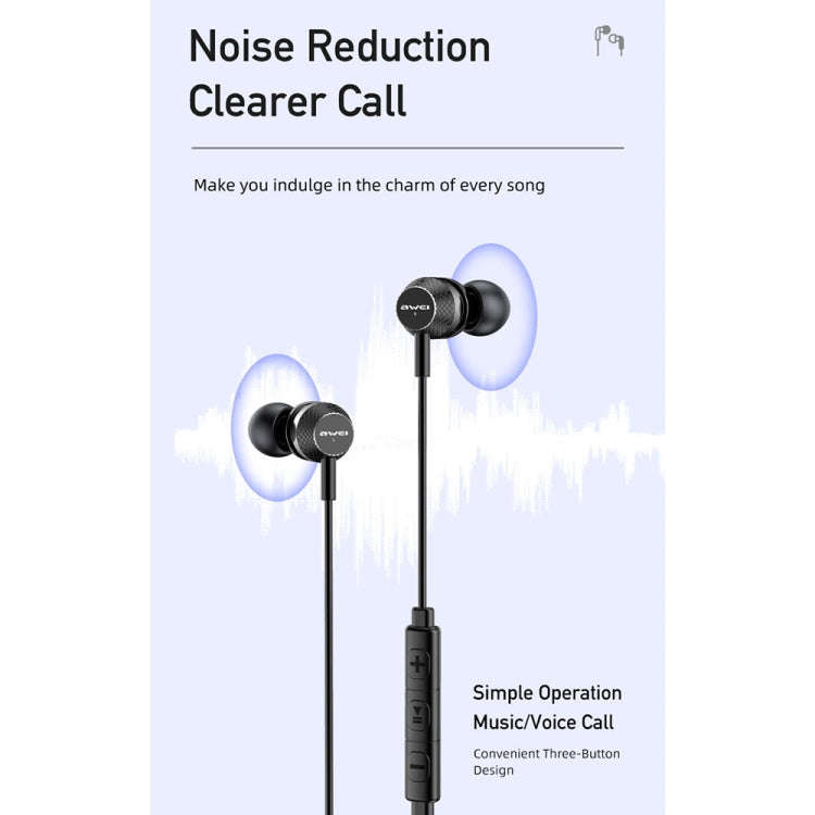 awei TC-5 Type-C / USB-C Mini Stereo In-ear Wired Earphone, TC-5
