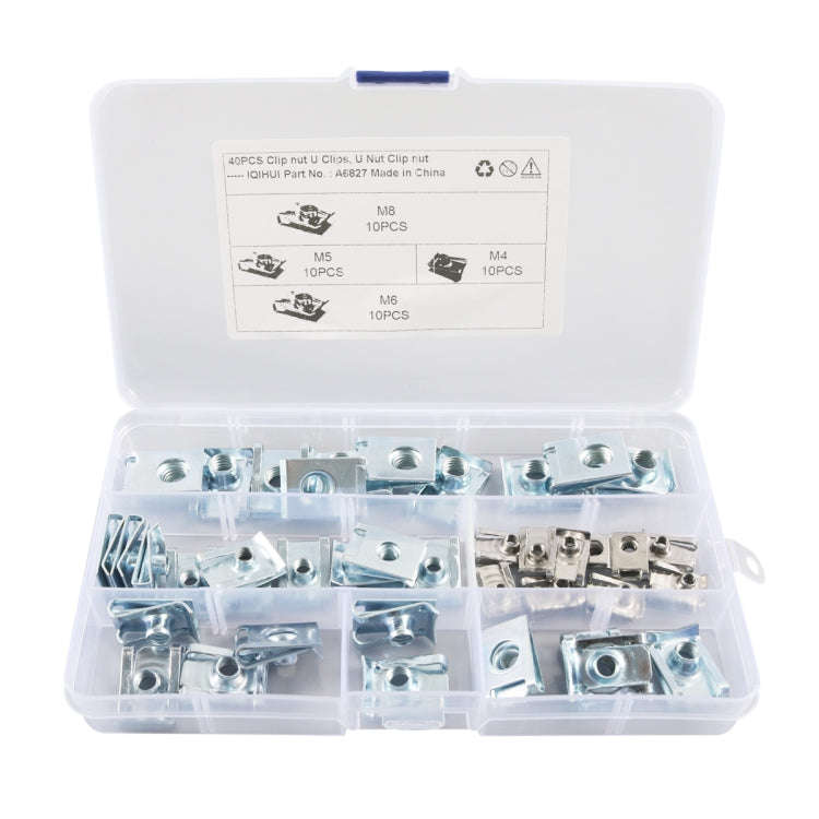 A6827 40 in 1 Car / Motorcycle Clip Nuts B-Shaped Clip Nut, A6827