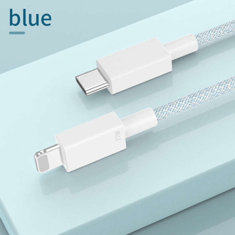 27W PD USB-C / Type-C to 8 Pin Fast Charging Braided Data Cable, Cable Length: 1m, 27W