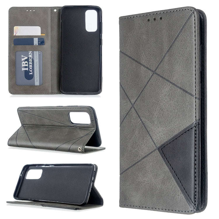 Rhombus Texture Horizontal Flip Magnetic Leather Case with Holder & Card Slots, For Galaxy S20, F...
