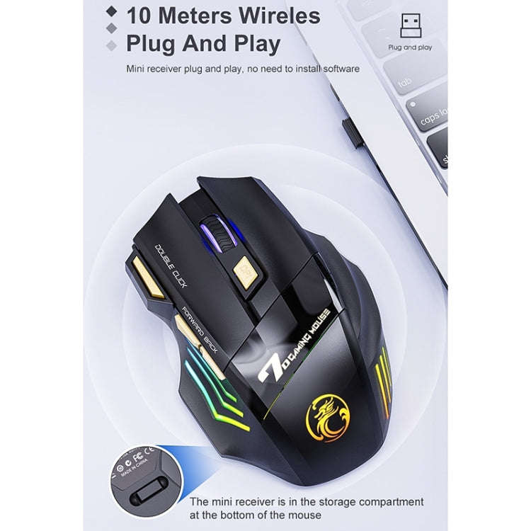iMICE GW-X7 2.4G + Bluetooth Dual Mode 7-button Silent Rechargeable Wireless Gaming Mouse with Co...