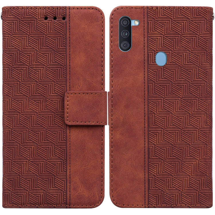 Geometric Embossed Leather Phone Case, For Samsung Galaxy A11 / M11 EU Version, For Samsung Galax...
