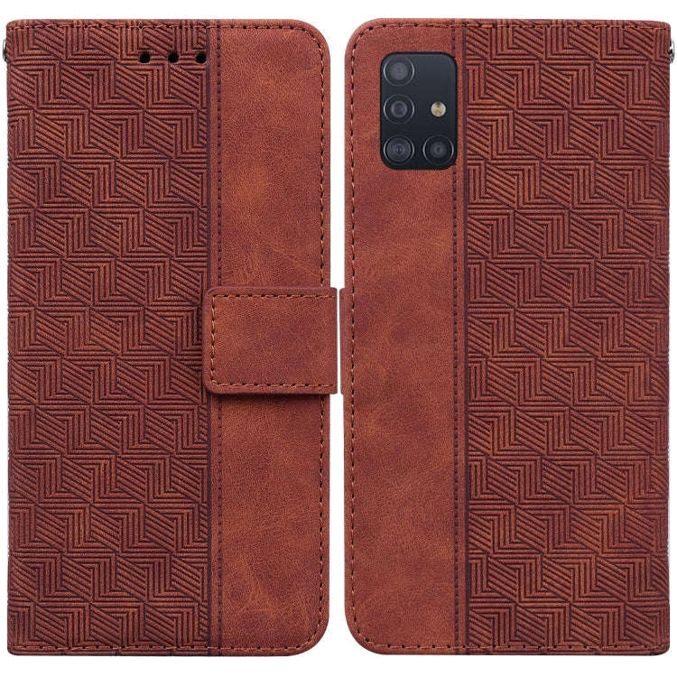 Geometric Embossed Leather Phone Case, For Samsung Galaxy M42 5G, For Samsung Galaxy A51, For Sam...