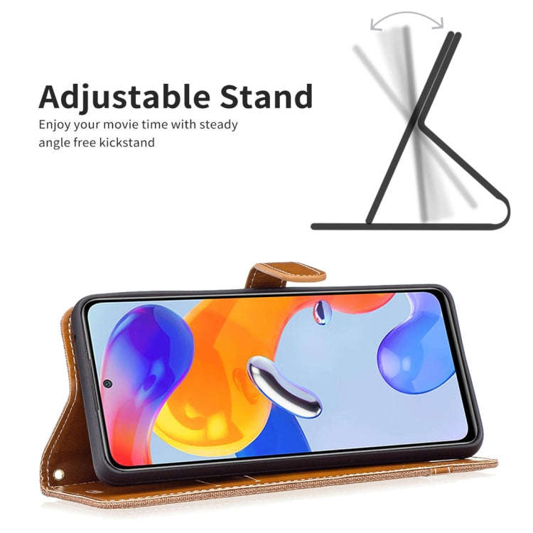 Color Matching Denim Texture Leather Phone Case, For Xiaomi Redmi Note 11 Pro International Version
