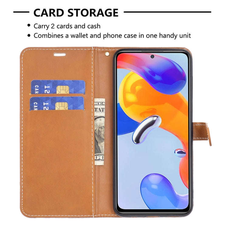 Color Matching Denim Texture Leather Phone Case, For Xiaomi Redmi Note 11 Pro International Version
