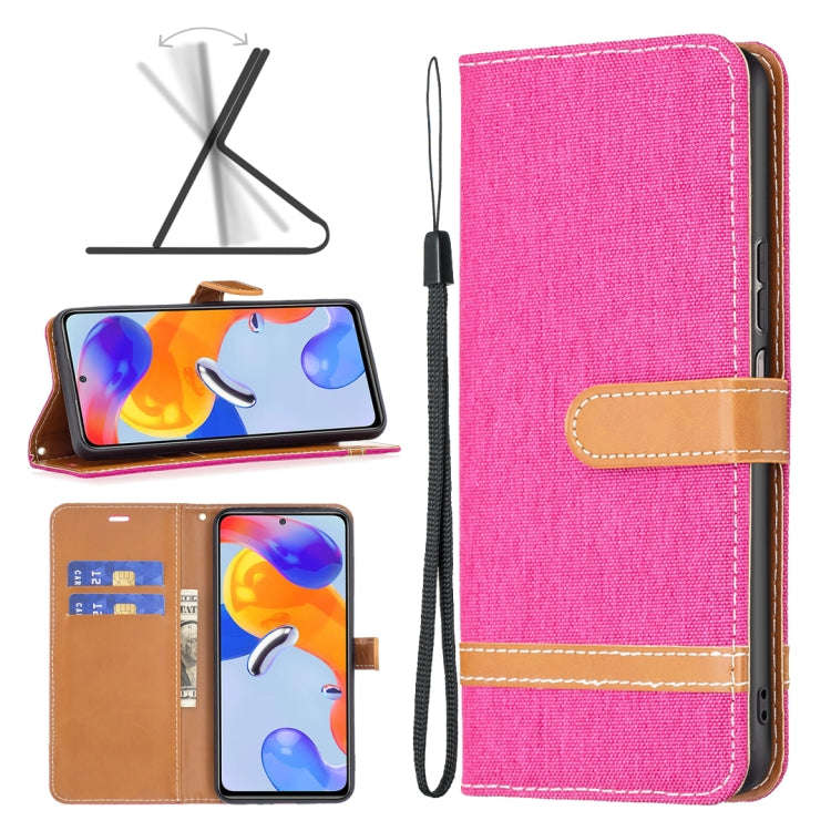 Color Matching Denim Texture Leather Phone Case, For Xiaomi Redmi Note 11 Pro International Version
