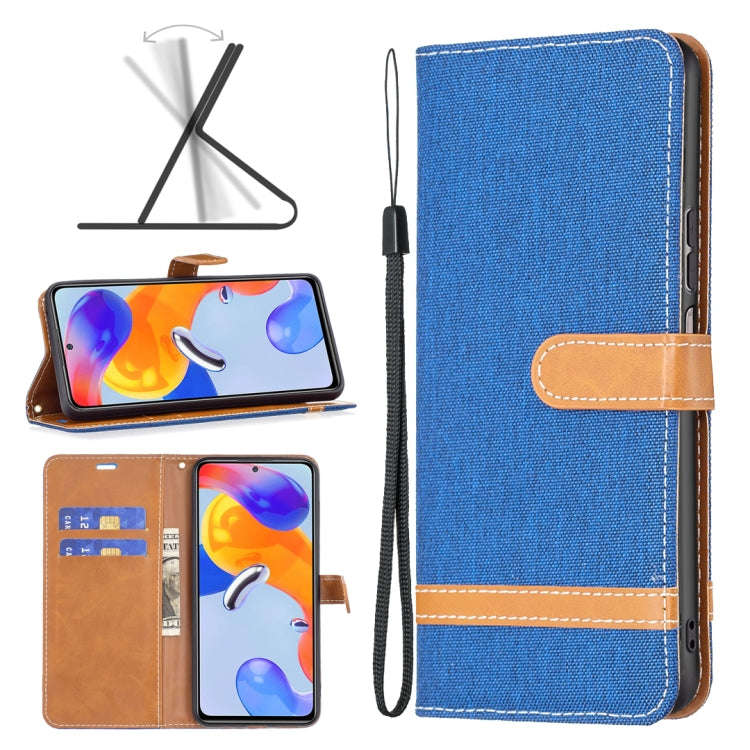 Color Matching Denim Texture Leather Phone Case, For Xiaomi Redmi Note 11 Pro International Version
