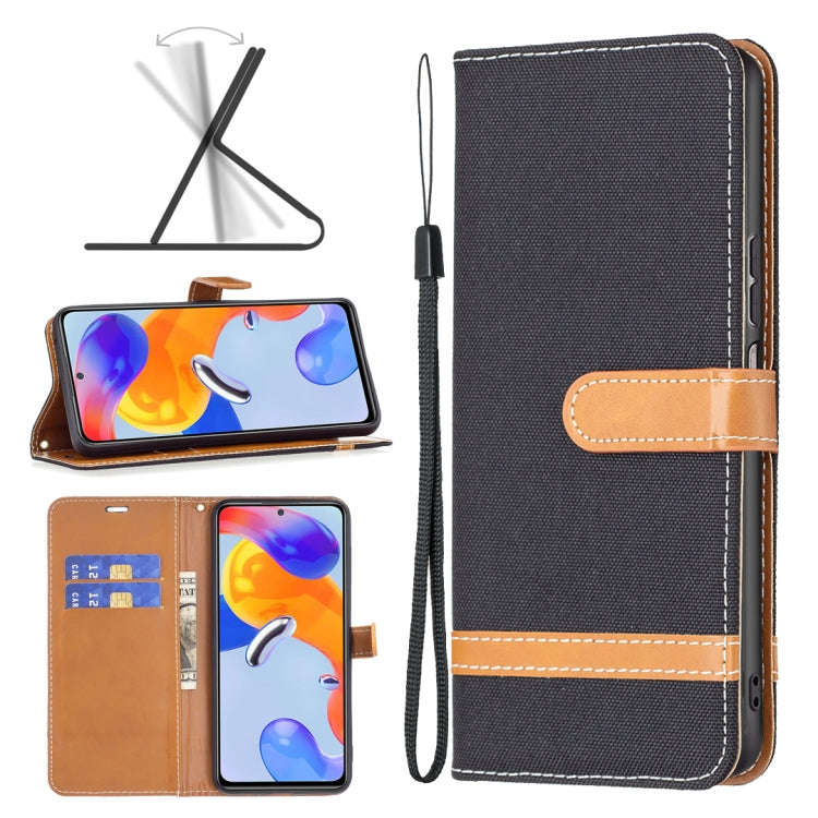Color Matching Denim Texture Leather Phone Case, For Xiaomi Redmi Note 11 Pro International Version
