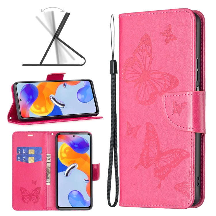 Two Butterflies Embossing Leather Phone Case, For Xiaomi Redmi Note 11 Pro International Version