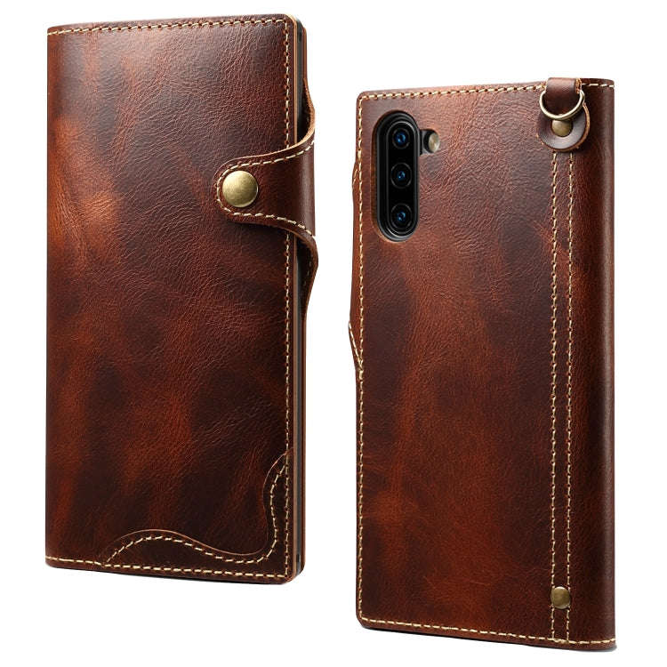 Denior Oil Wax Cowhide Magnetic Button Horizontal Flip Leather Case with Card Slots & Wallet, For...