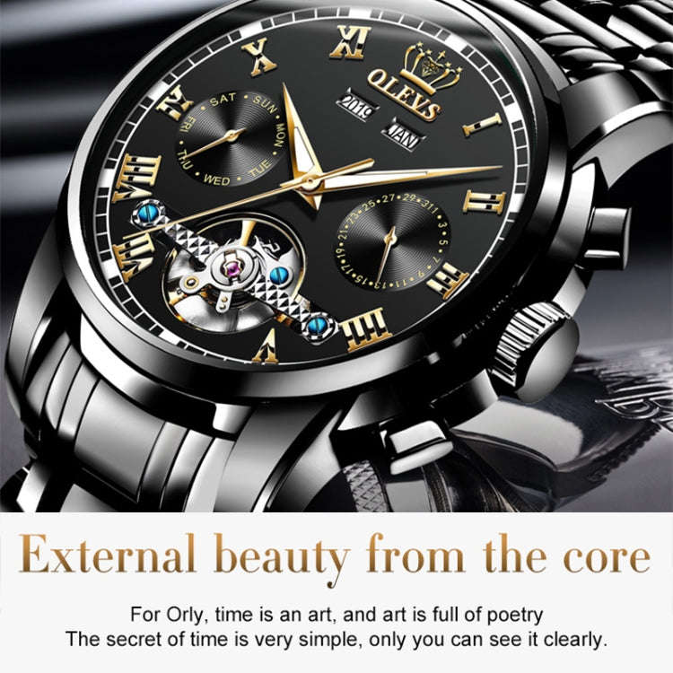 OLEVS 6607 Multi-function Men Big Flywheel Automatic Waterproof Mechanical Watch