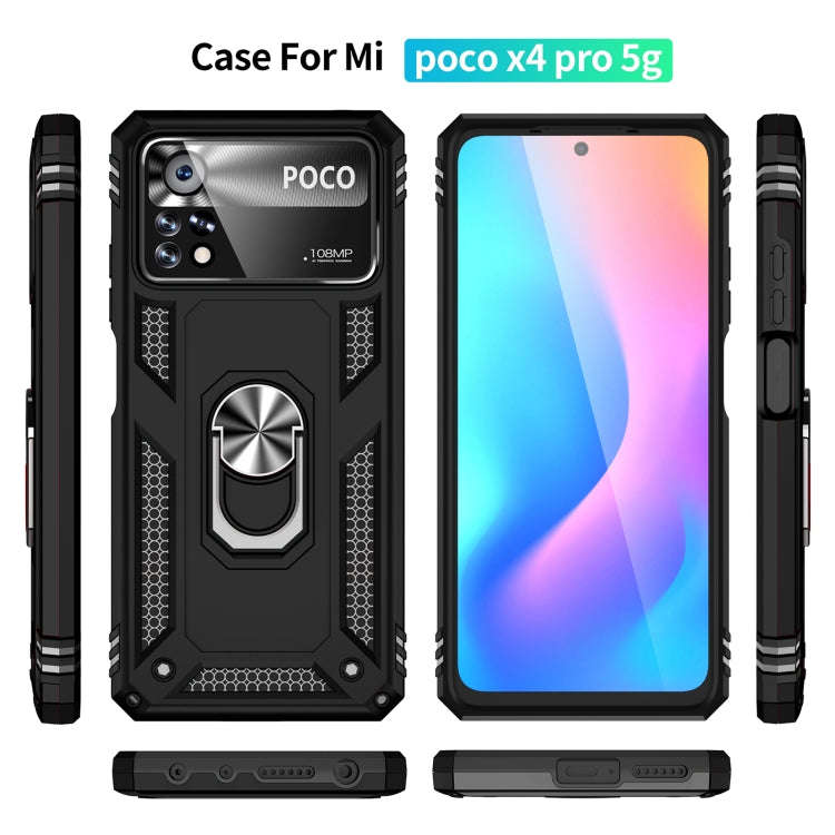 Shockproof TPU + PC Phone Case with 360 Degrees Rotating Holder, For Xiaomi Poco X4 Pro 5G