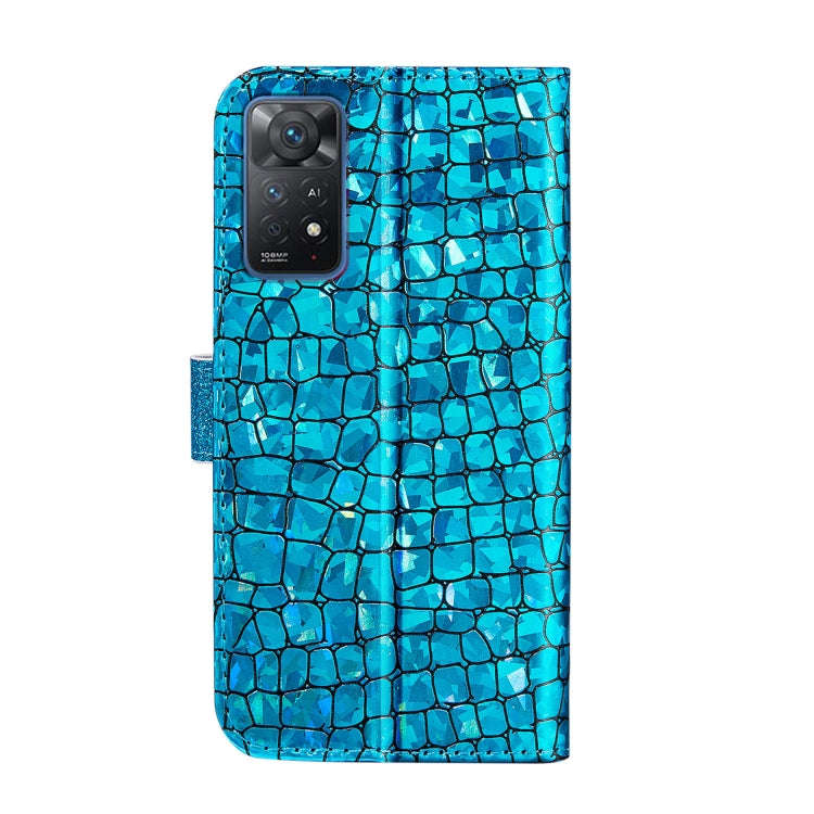 Laser Glitter Powder Matching Crocodile Leather Phone Case, For Xiaomi Redmi Note 11 Pro Internat...
