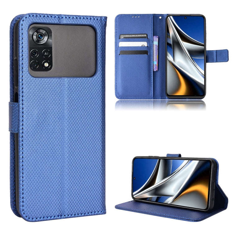 Diamond Texture Leather Phone Case, For Xiaomi Poco M4 Pro 4G Fine Hole, For Xiaomi Poco M4 Pro 5...