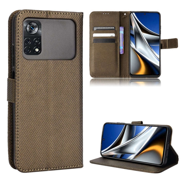 Diamond Texture Leather Phone Case, For Xiaomi Poco M4 Pro 4G Fine Hole, For Xiaomi Poco M4 Pro 5...
