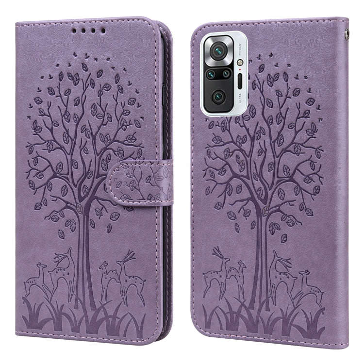 Tree & Deer Pattern Pressed Flip Leather Phone Case, For Xiaomi Redmi Note 10 Pro / Note 10 Pro M...