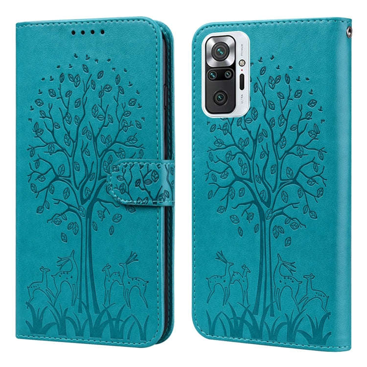 Tree & Deer Pattern Pressed Flip Leather Phone Case, For Xiaomi Redmi Note 10 Pro / Note 10 Pro M...